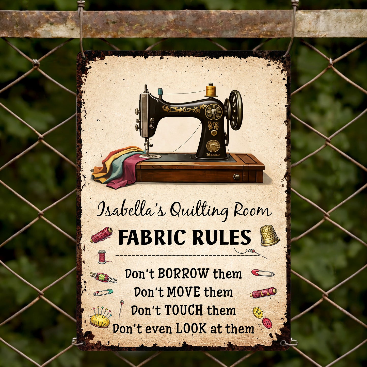 Fabric Rules For My Quilting Room With Sewing Machine And Thread