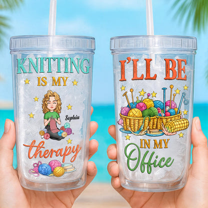 Knitting Is My Therapy, Yarn And Basket Design