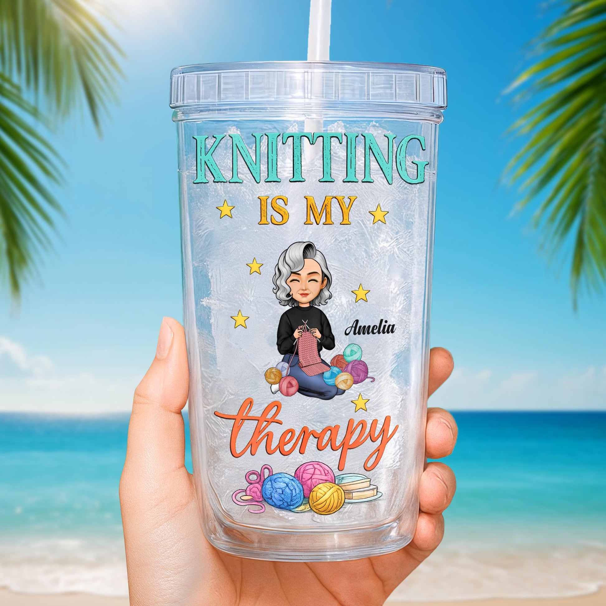 Knitting Is My Therapy, Yarn And Basket Design