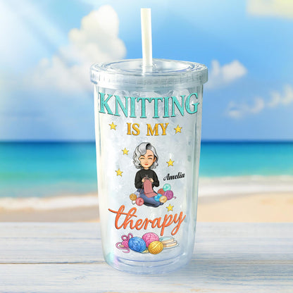 Knitting Is My Therapy, Yarn And Basket Design