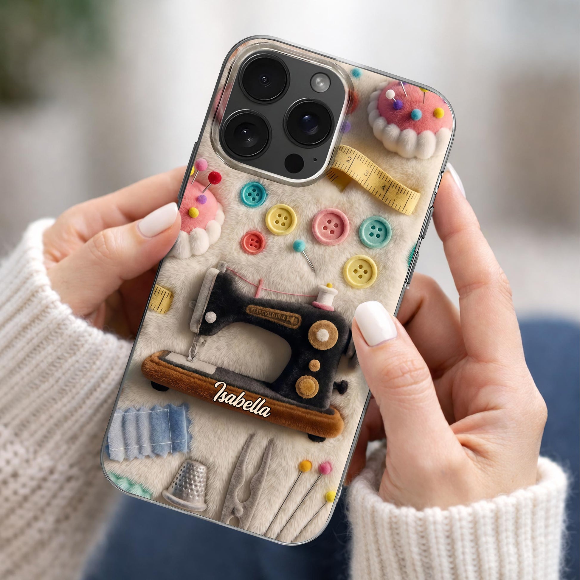 Sewing Passion With Sewing Machine And Buttons