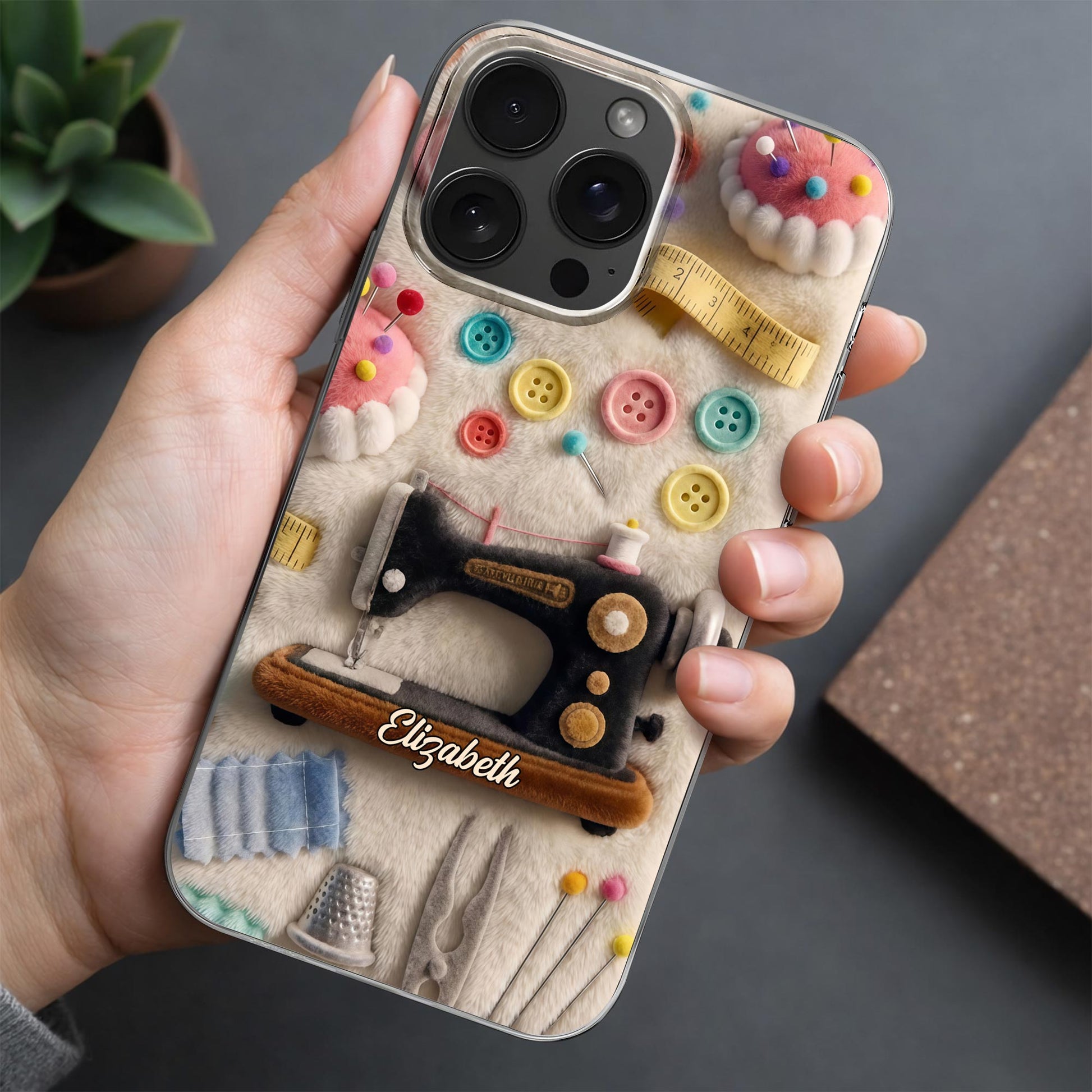 Sewing Passion With Sewing Machine And Buttons