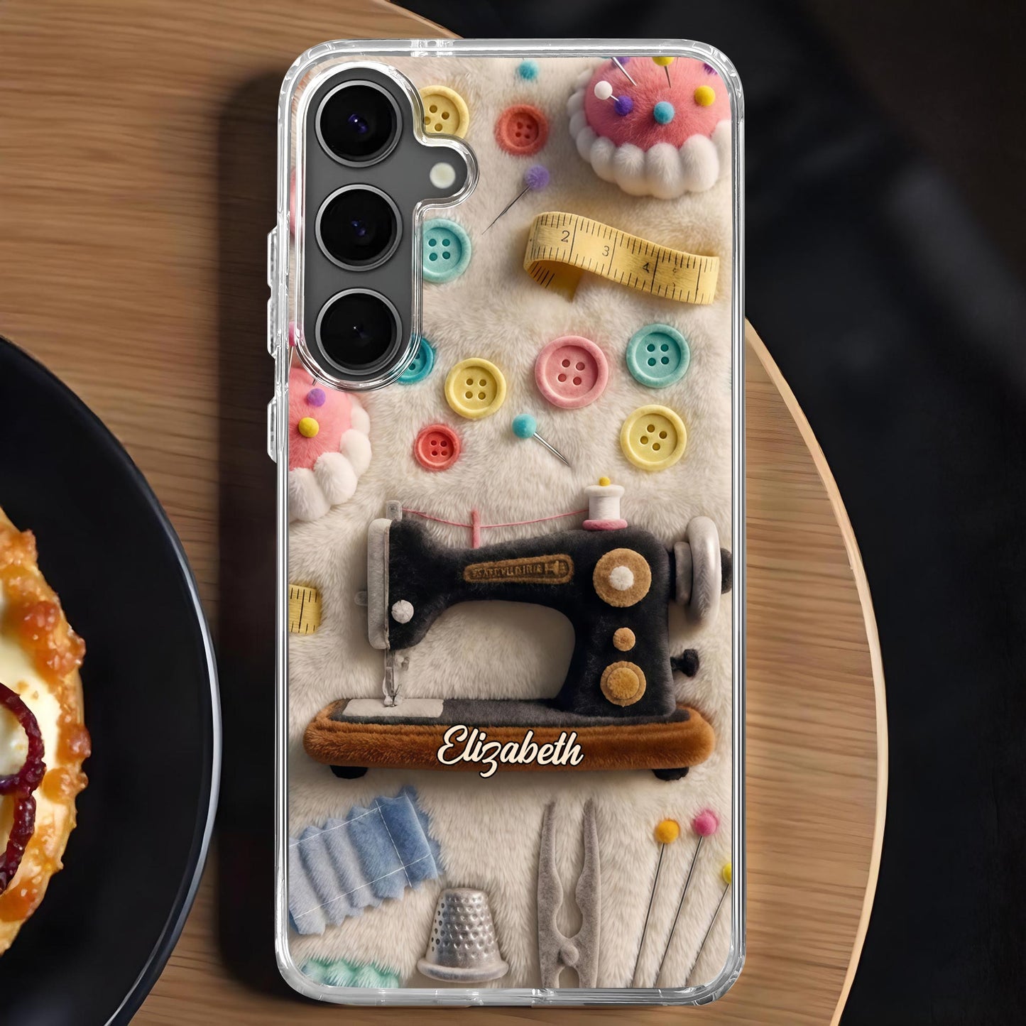 Sewing Passion With Sewing Machine And Buttons