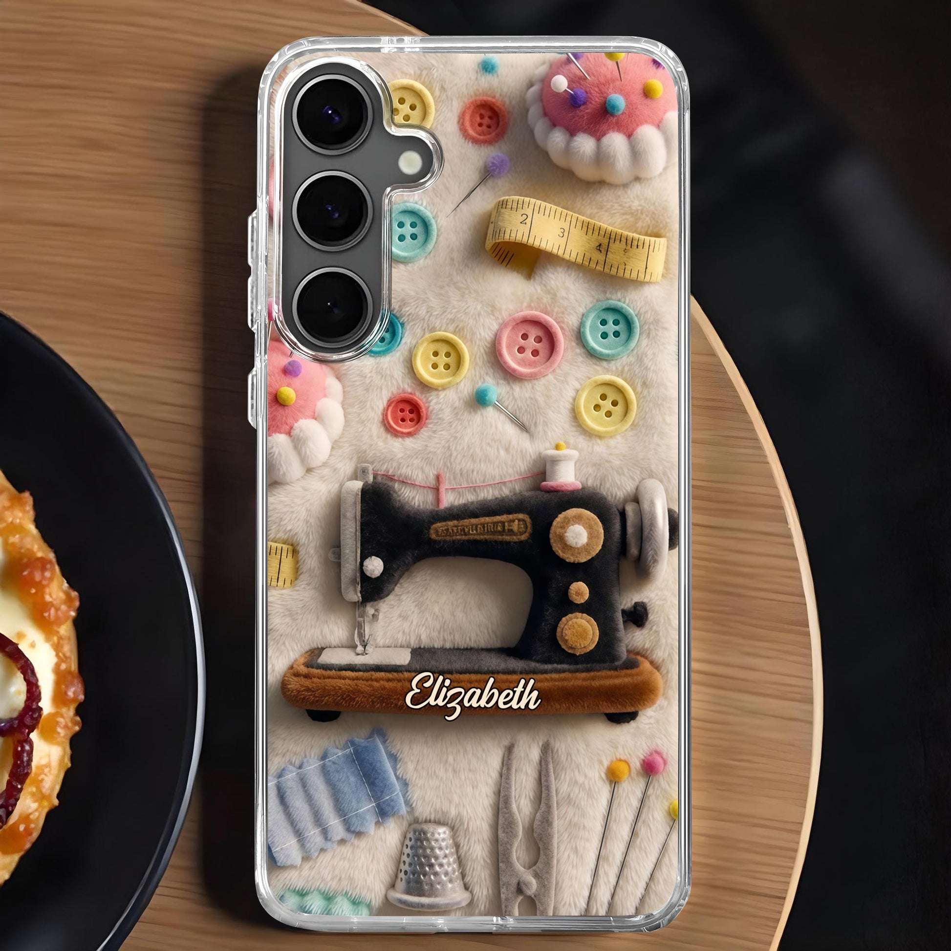 Sewing Passion With Sewing Machine And Buttons