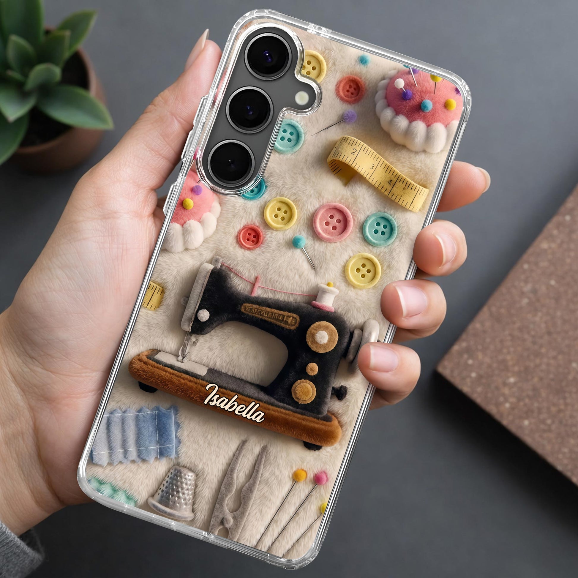 Sewing Passion With Sewing Machine And Buttons