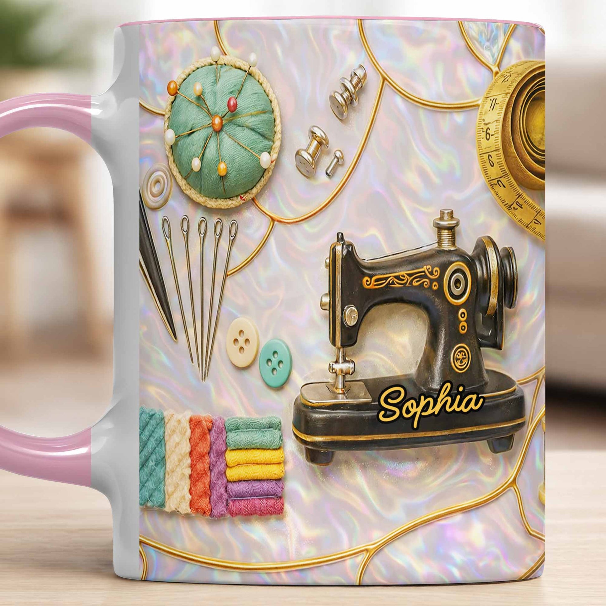 Vintage Sewing Machine and Quilting Essentials with Pins and Buttons