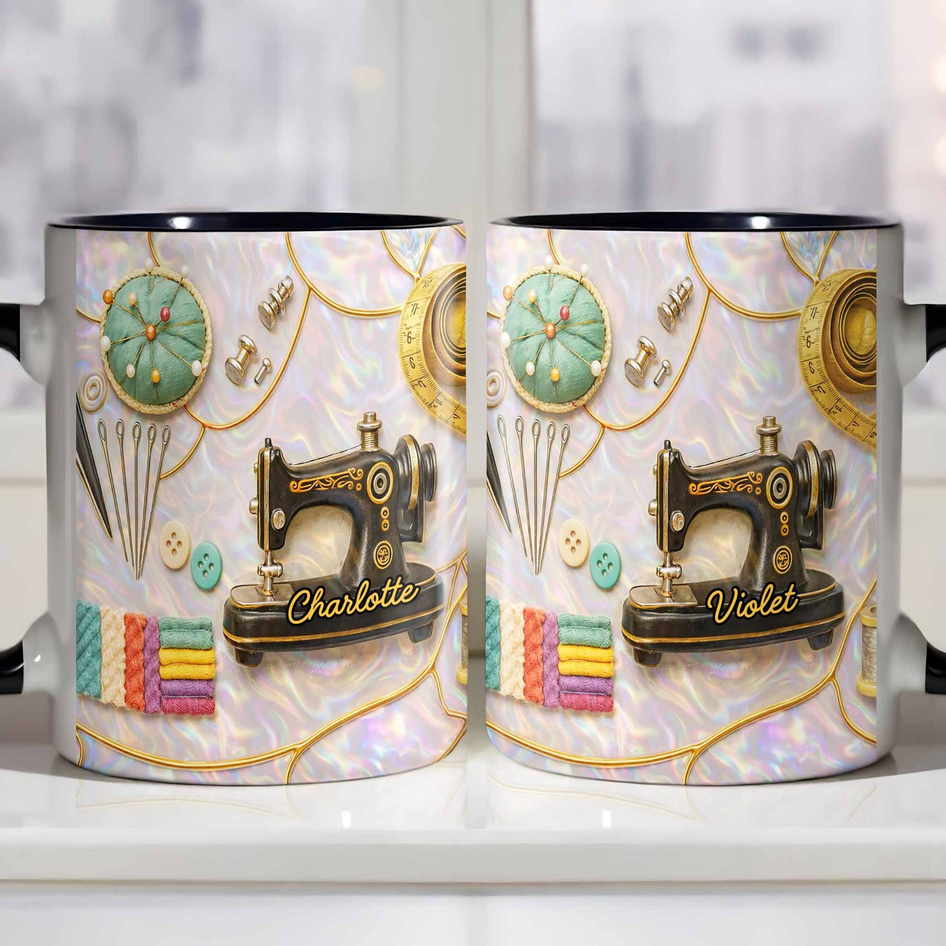 Vintage Sewing Machine and Quilting Essentials with Pins and Buttons