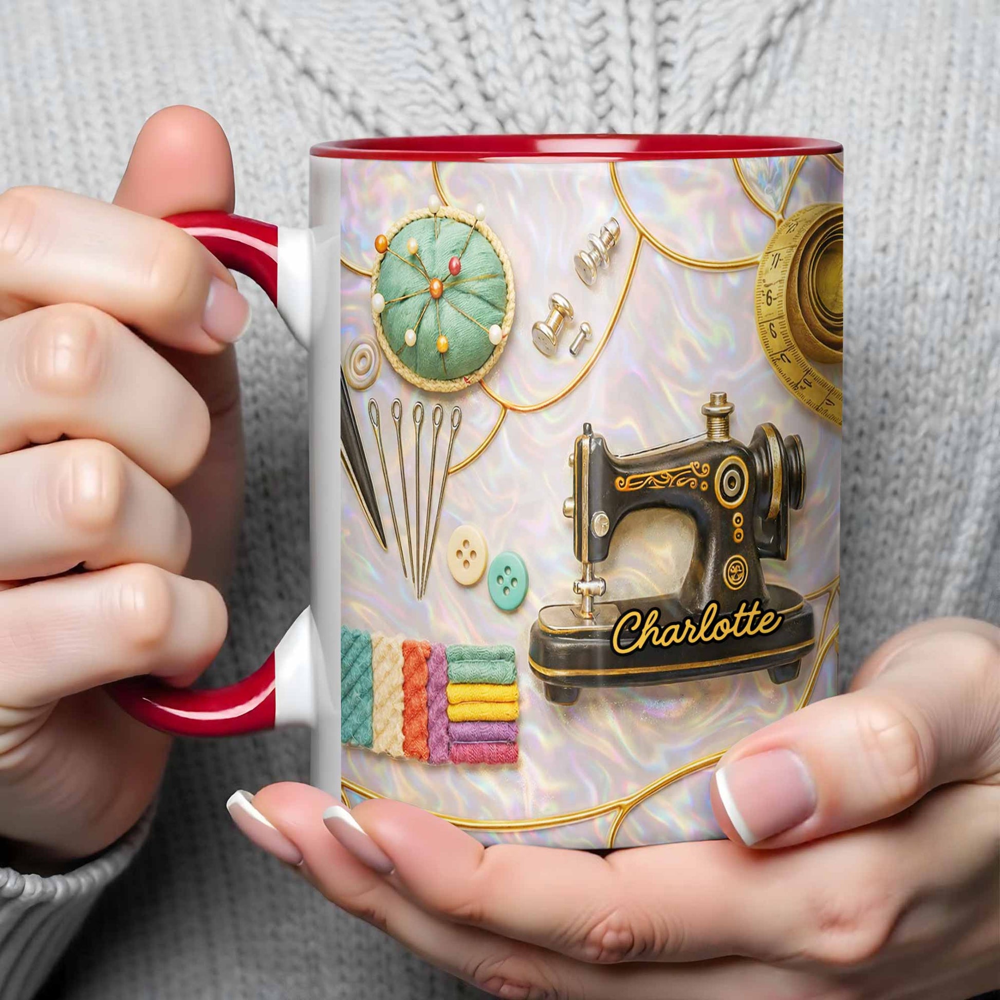 Vintage Sewing Machine and Quilting Essentials with Pins and Buttons