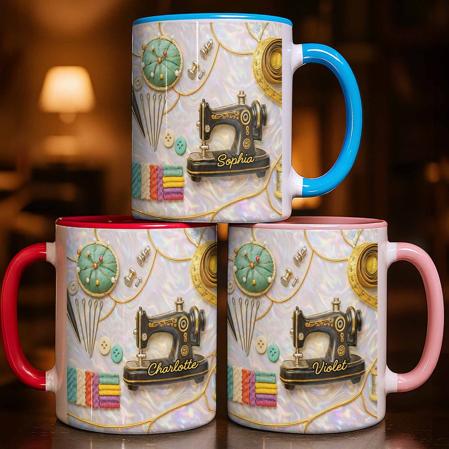 Vintage Sewing Machine and Quilting Essentials with Pins and Buttons