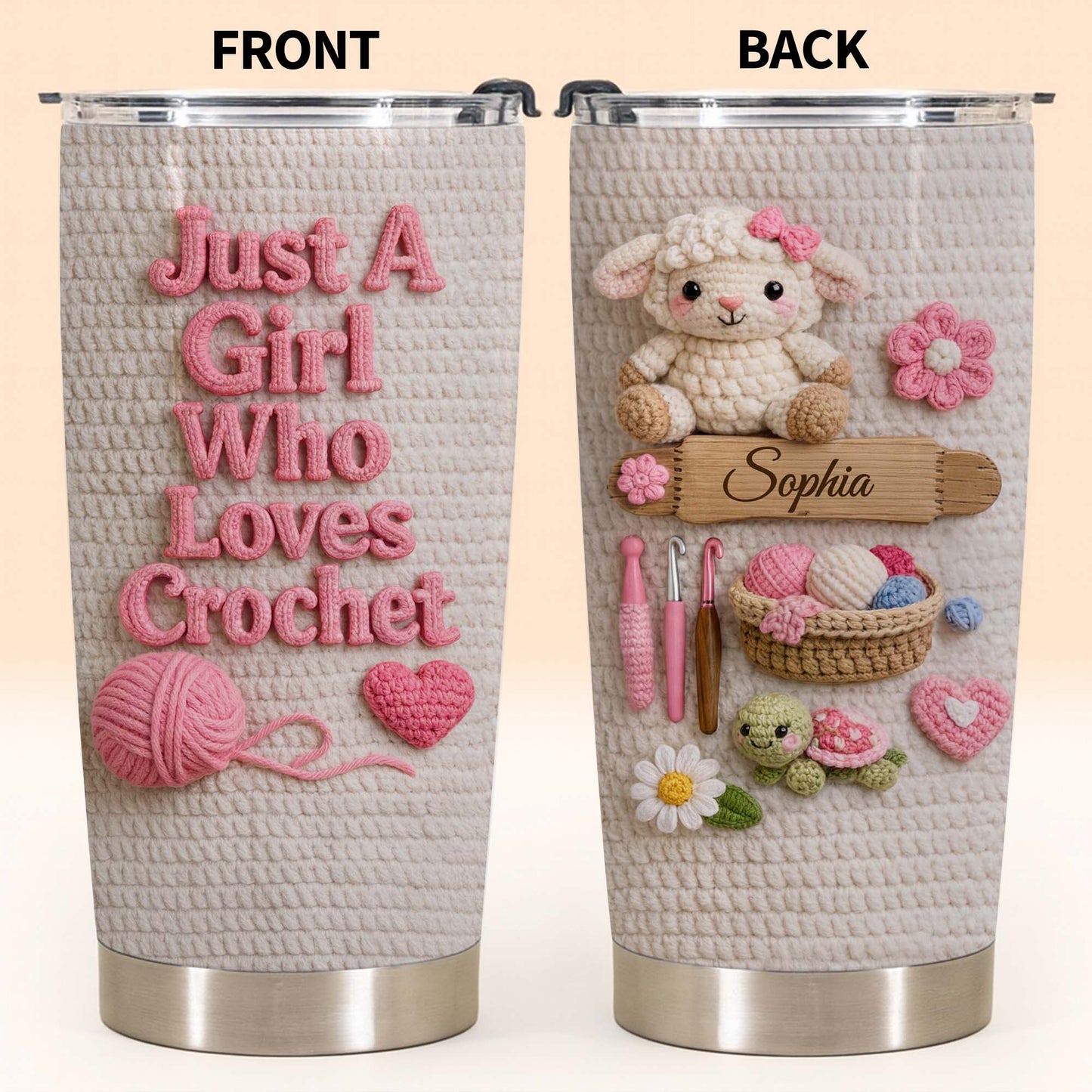 Just A Girl Who Loves Crochet With Amigurumi Sheep And Yarn