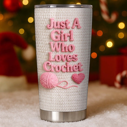 Just A Girl Who Loves Crochet With Amigurumi Sheep And Yarn