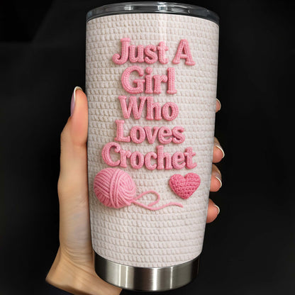 Just A Girl Who Loves Crochet With Amigurumi Sheep And Yarn