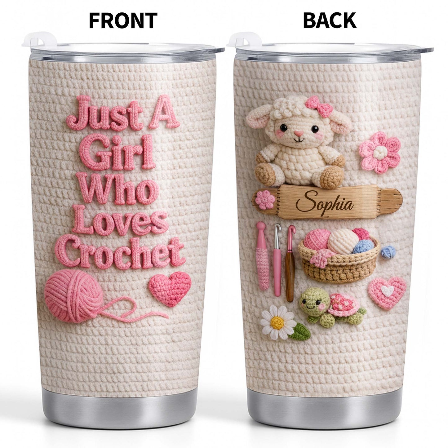 Just A Girl Who Loves Crochet With Amigurumi Sheep And Yarn