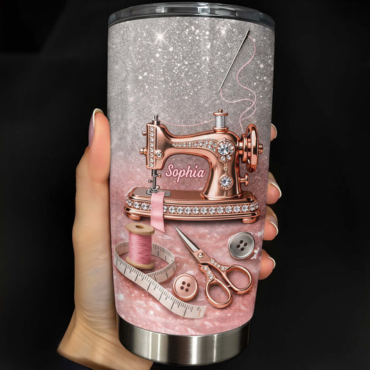 Vintage Sewing Machine and Tailor Tools With Glitter Background