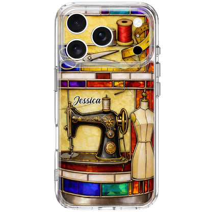 Passion For Sewing Vintage Machine And Mannequin Stained Glass Design