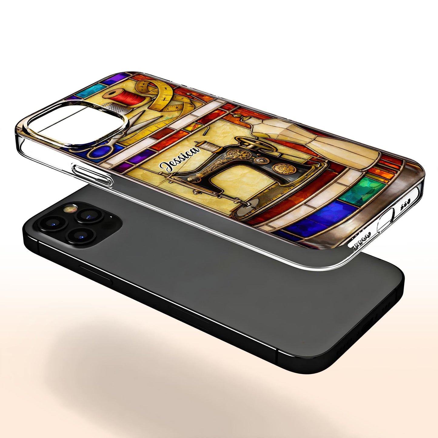 Passion For Sewing Vintage Machine And Mannequin Stained Glass Design