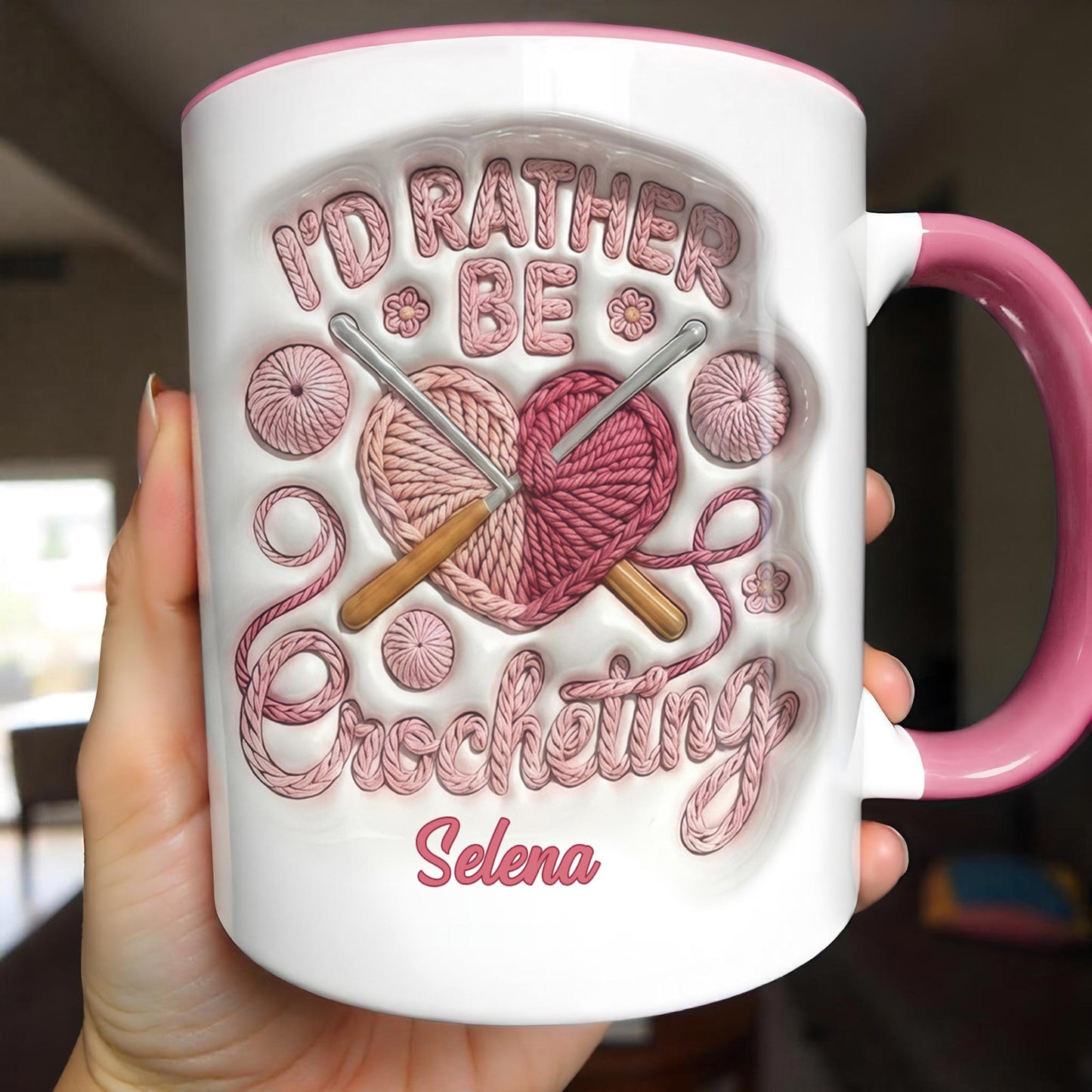 I'd Rather Be Crocheting Yarn Heart And Crochet Hooks Design