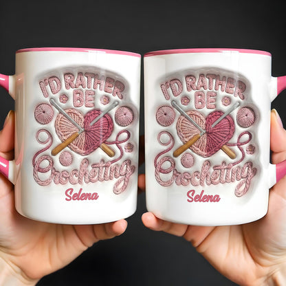 I'd Rather Be Crocheting Yarn Heart And Crochet Hooks Design