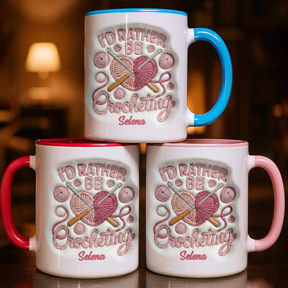 I'd Rather Be Crocheting Yarn Heart And Crochet Hooks Design