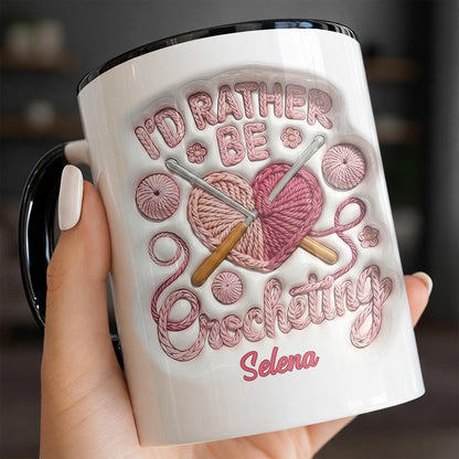 I'd Rather Be Crocheting Yarn Heart And Crochet Hooks Design