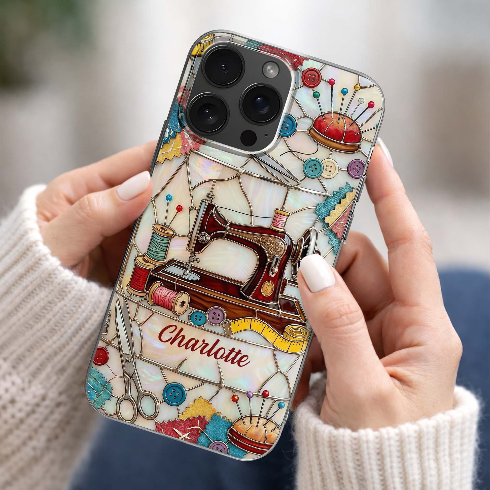 A Life Stitched With Love, Sewing Machine And Tailor Tools Design