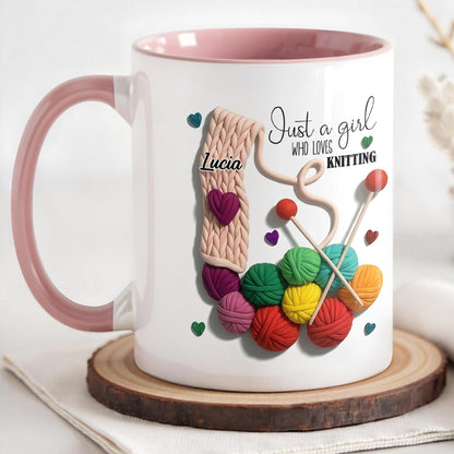 Just A Girl Who Loves Knitting With Yarn Balls And Needles