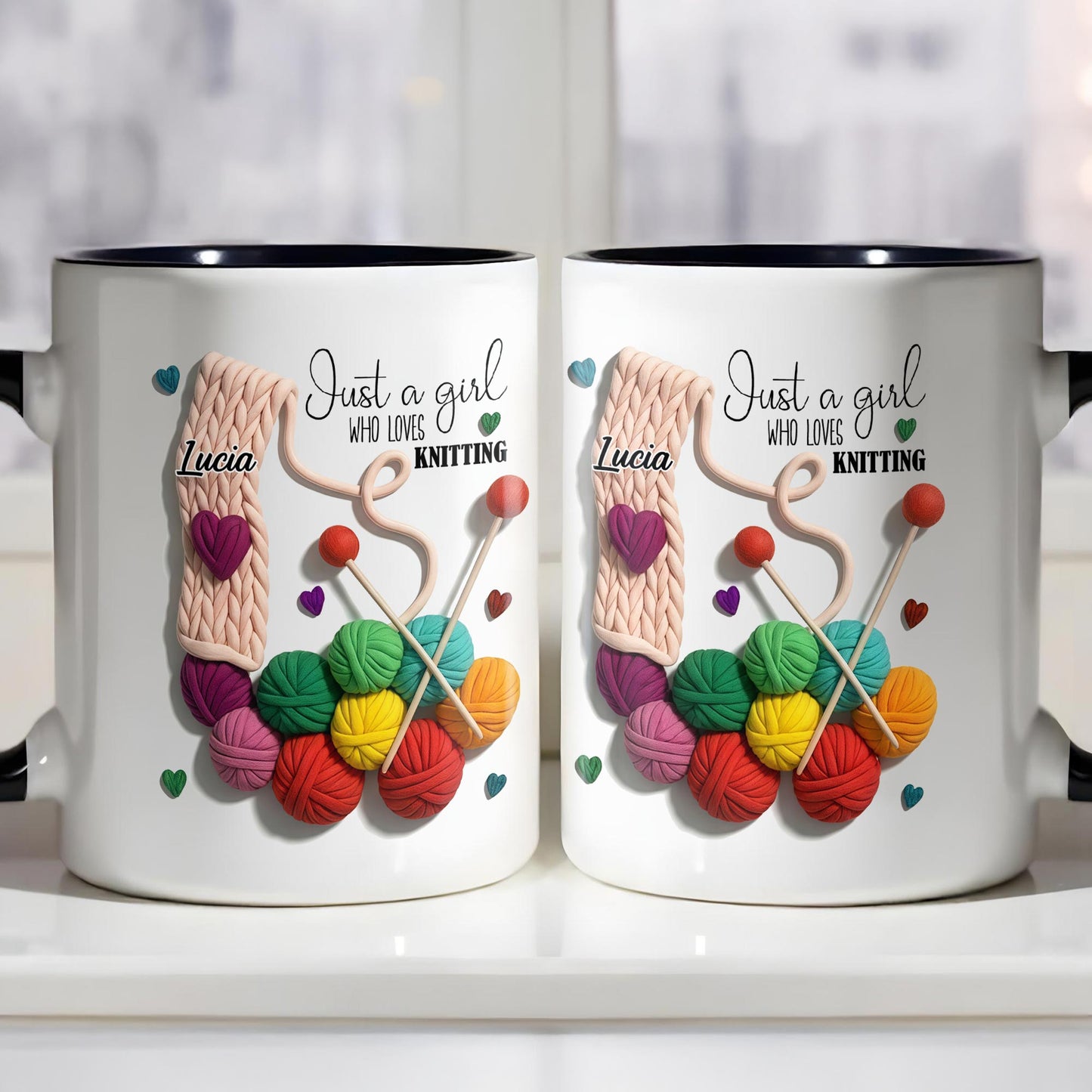 Just A Girl Who Loves Knitting With Yarn Balls And Needles