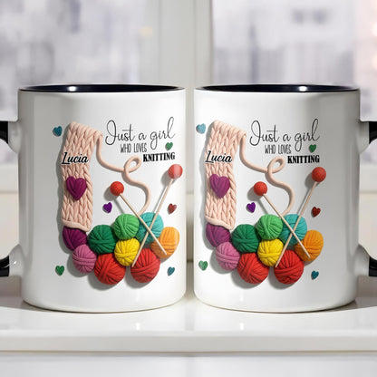 Just A Girl Who Loves Knitting With Yarn Balls And Needles