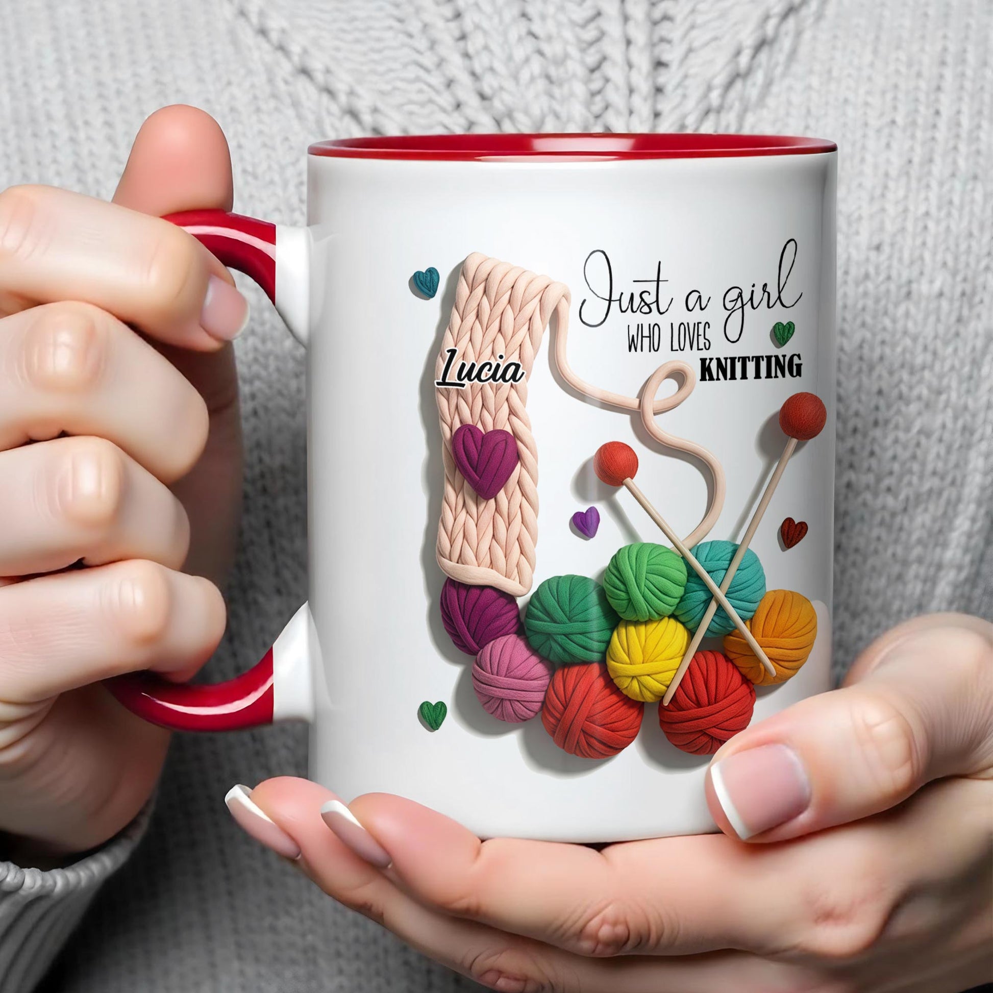 Just A Girl Who Loves Knitting With Yarn Balls And Needles