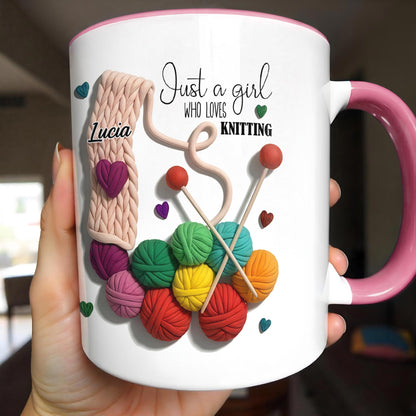 Just A Girl Who Loves Knitting With Yarn Balls And Needles