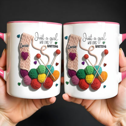 Just A Girl Who Loves Knitting With Yarn Balls And Needles