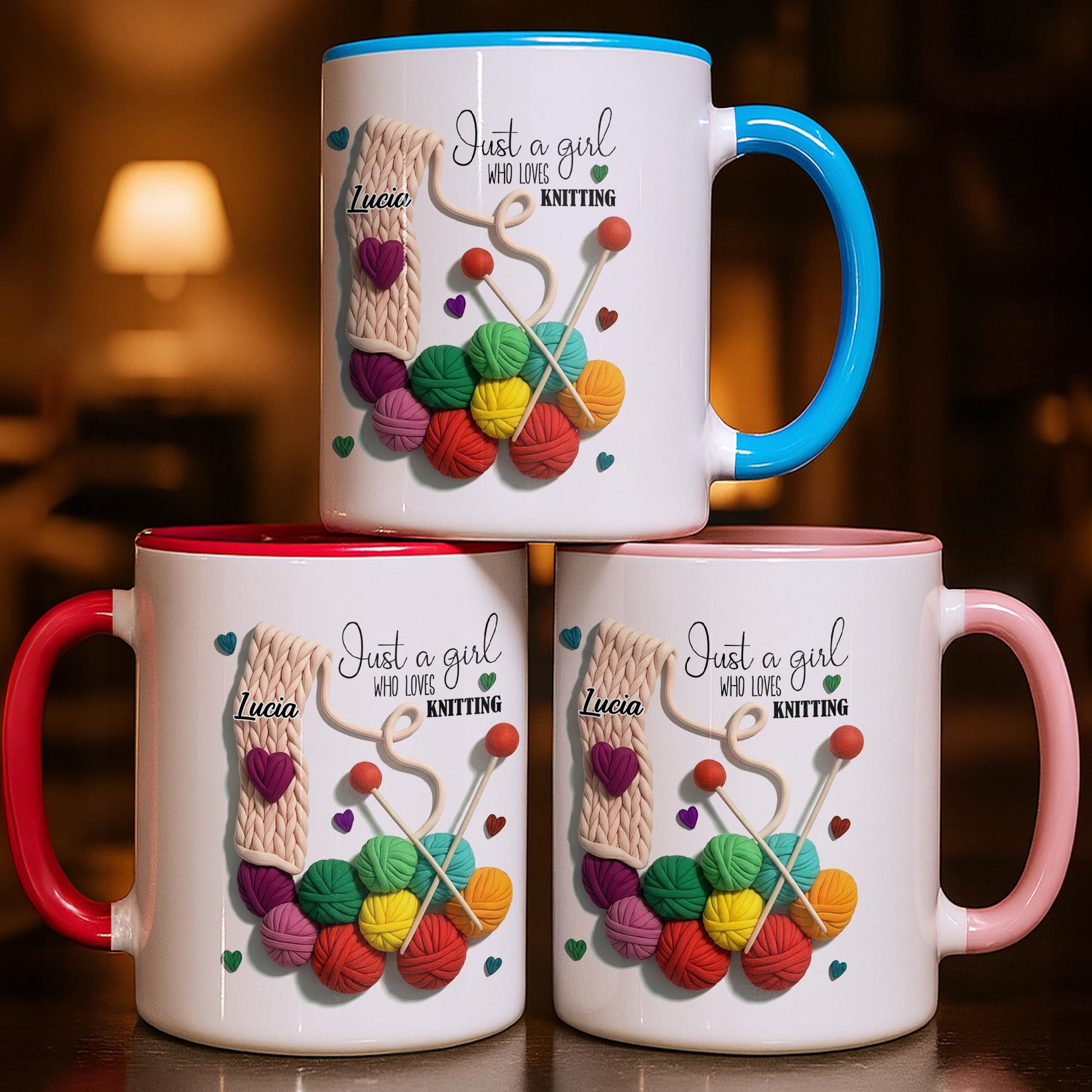 Just A Girl Who Loves Knitting With Yarn Balls And Needles