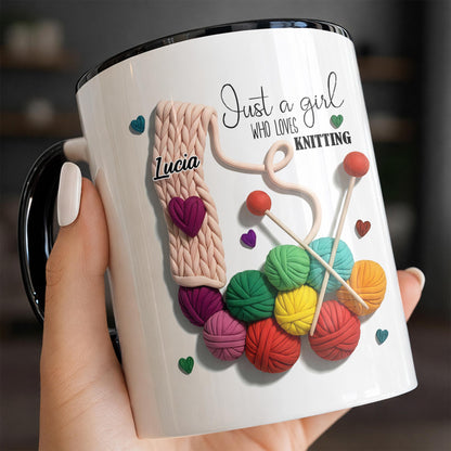 Just A Girl Who Loves Knitting With Yarn Balls And Needles