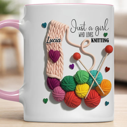 Just A Girl Who Loves Knitting With Yarn Balls And Needles