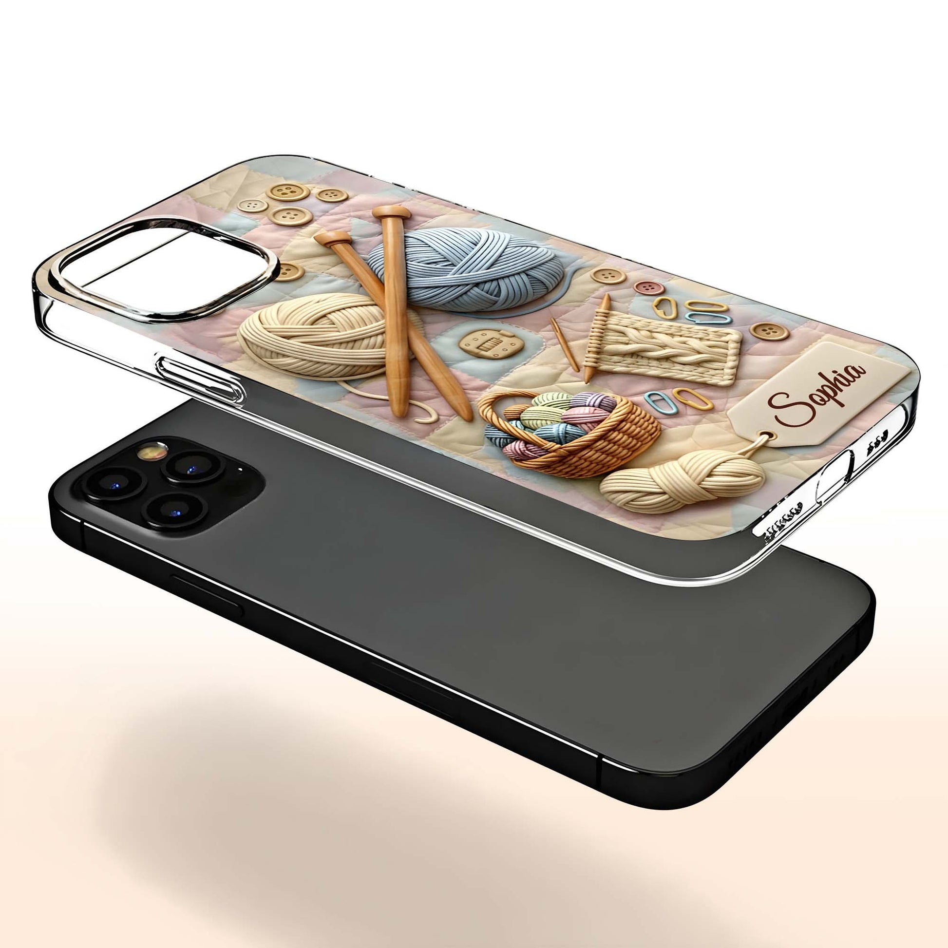 Eat Sleep Knit Repeat With Yarn Balls And Knitting Needles