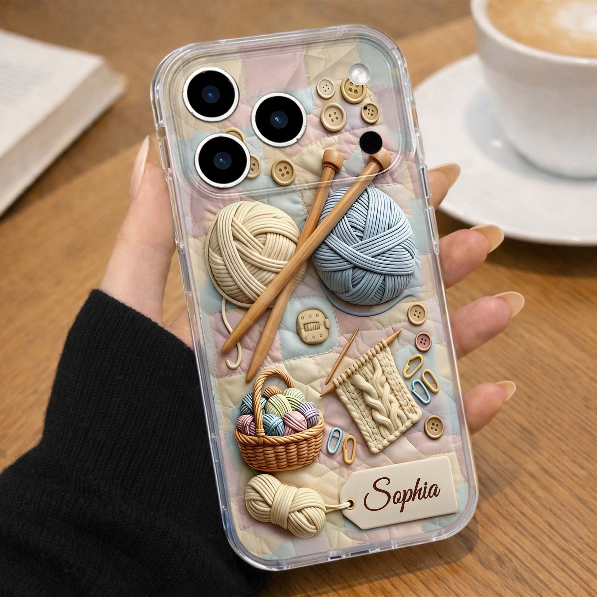 Eat Sleep Knit Repeat With Yarn Balls And Knitting Needles