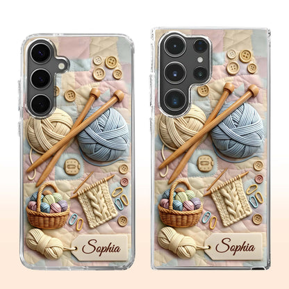 Eat Sleep Knit Repeat With Yarn Balls And Knitting Needles