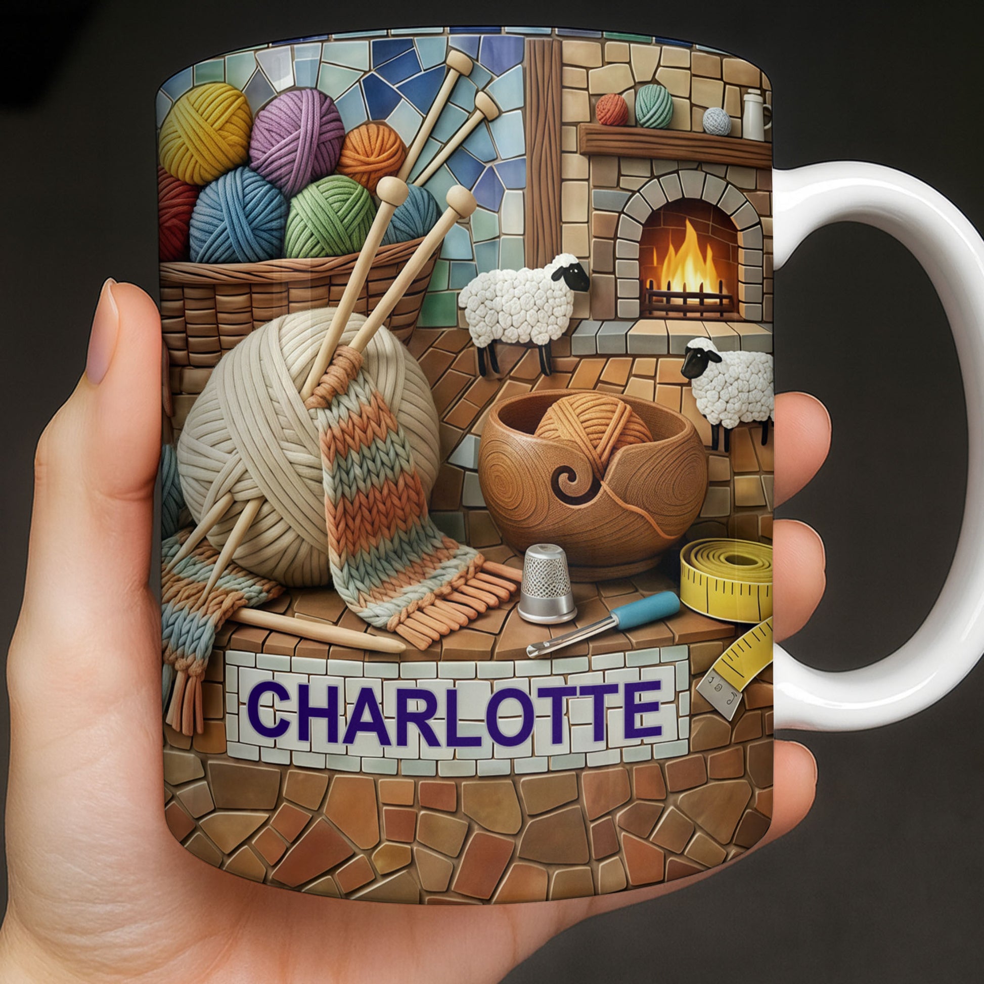 Cozy Knitting Vibes With Wool Yarn Balls And Sheep Design