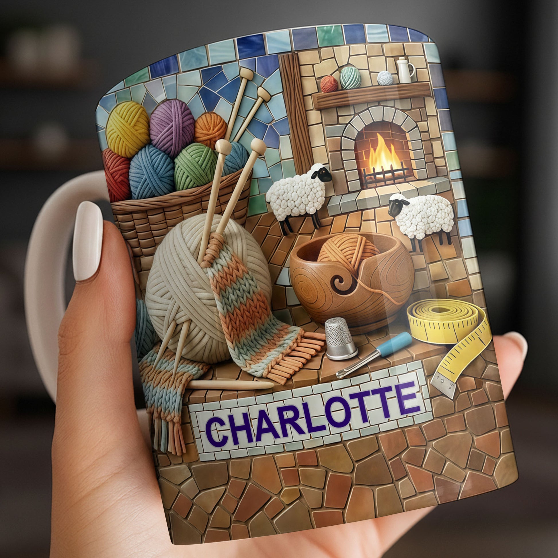 Cozy Knitting Vibes With Wool Yarn Balls And Sheep Design