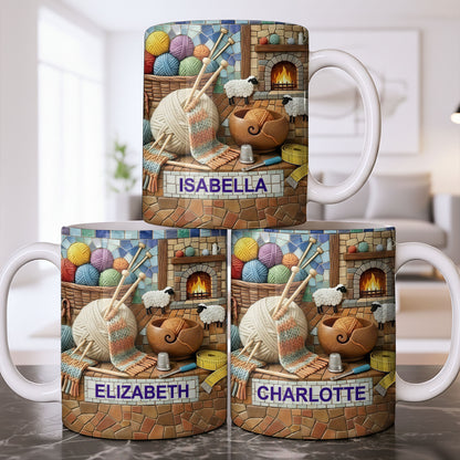 Cozy Knitting Vibes With Wool Yarn Balls And Sheep Design