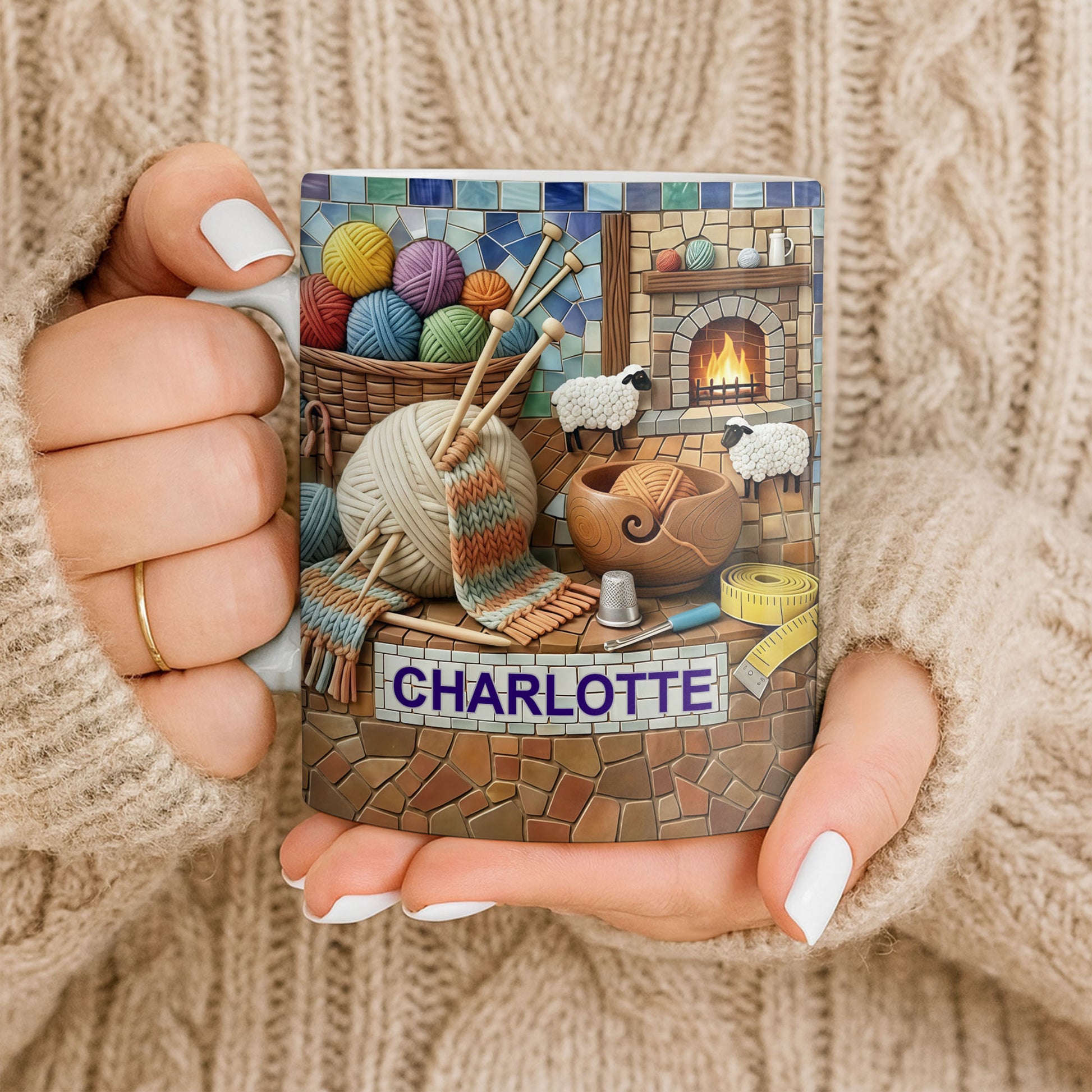 Cozy Knitting Vibes With Wool Yarn Balls And Sheep Design