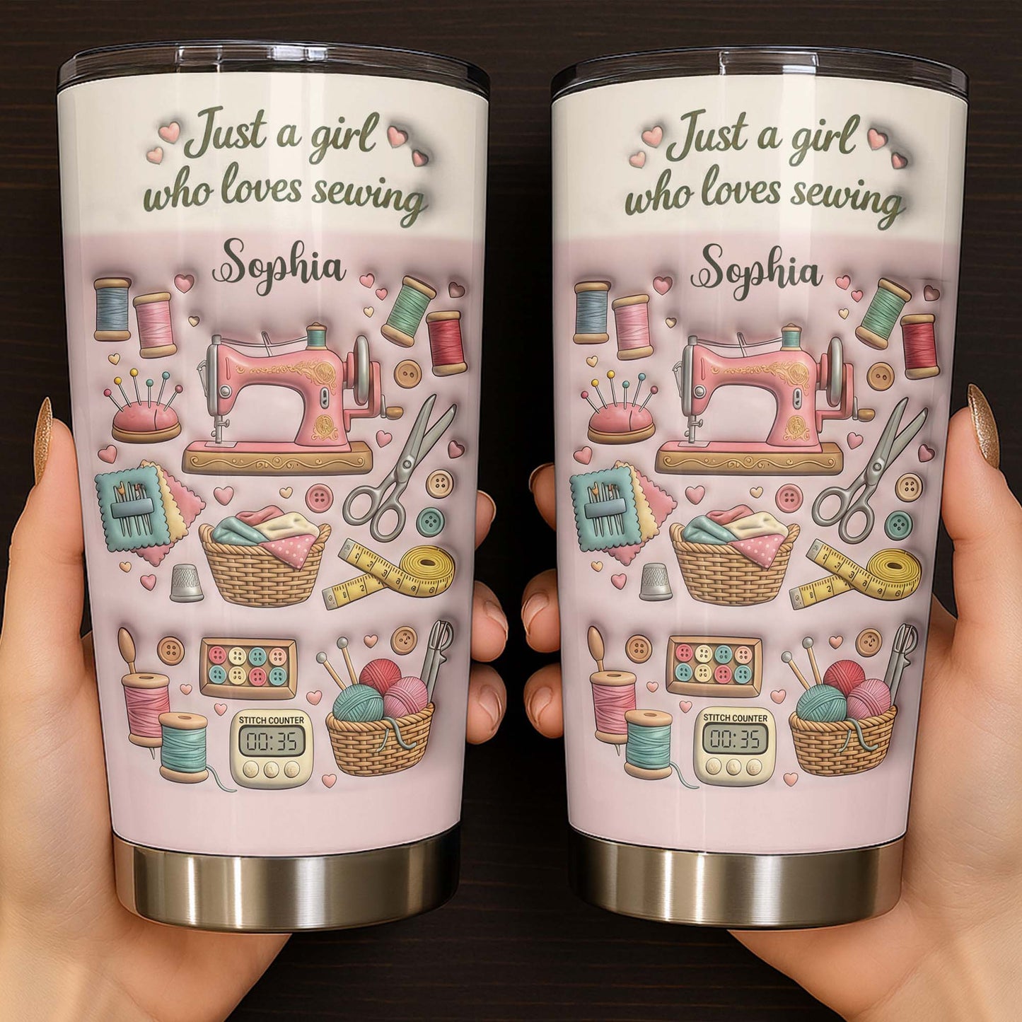 Just A Girl Who Loves Sewing With Sewing Machine And Thread Spools