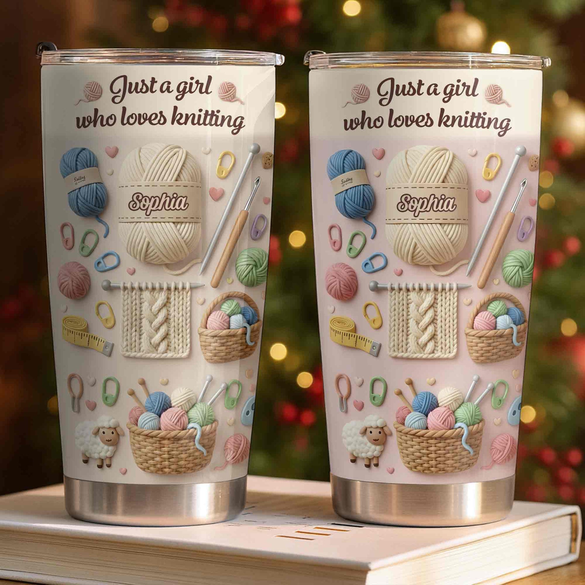 Just A Girl Who Loves Knitting With Yarn Balls And Knitting Needles