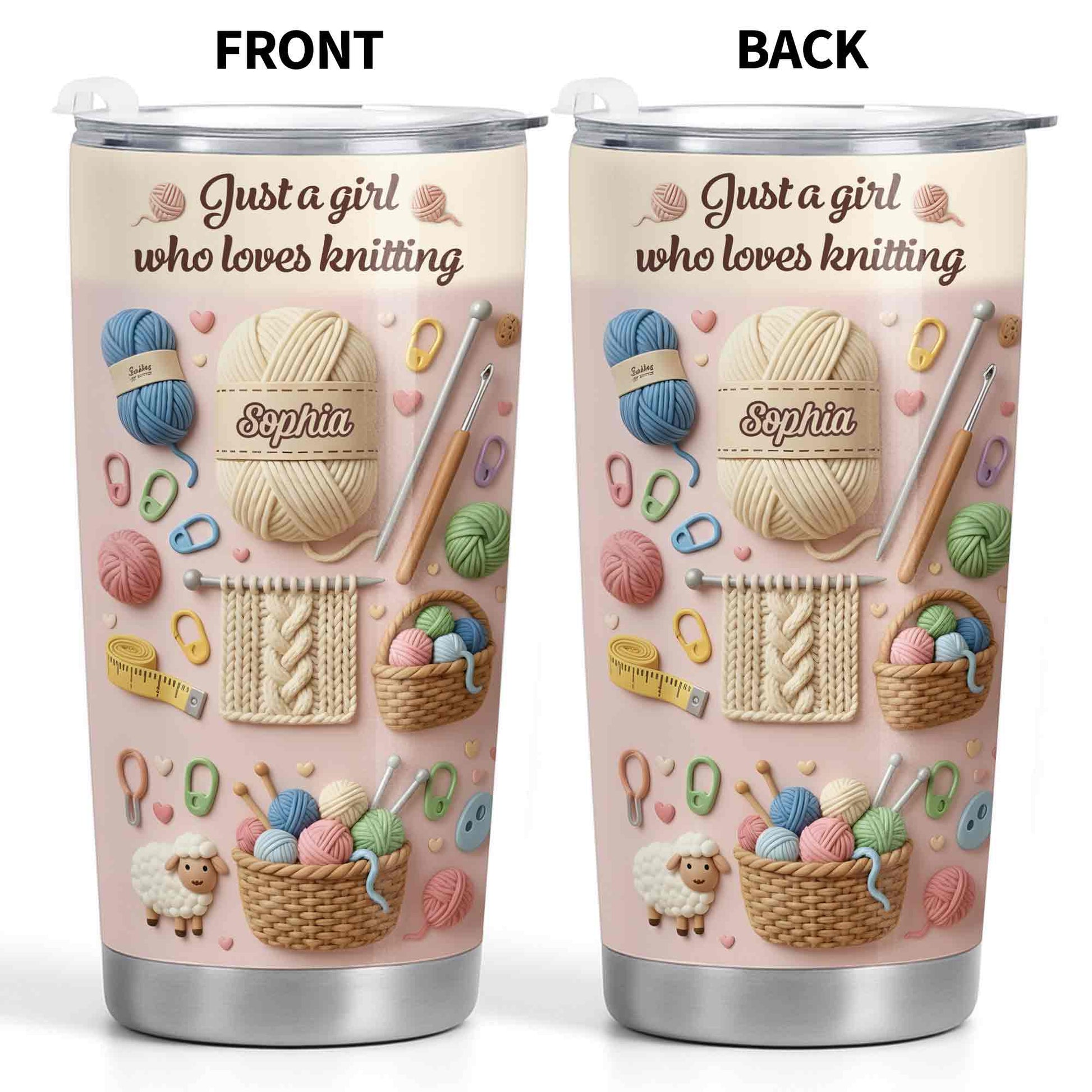 Just A Girl Who Loves Knitting With Yarn Balls And Knitting Needles