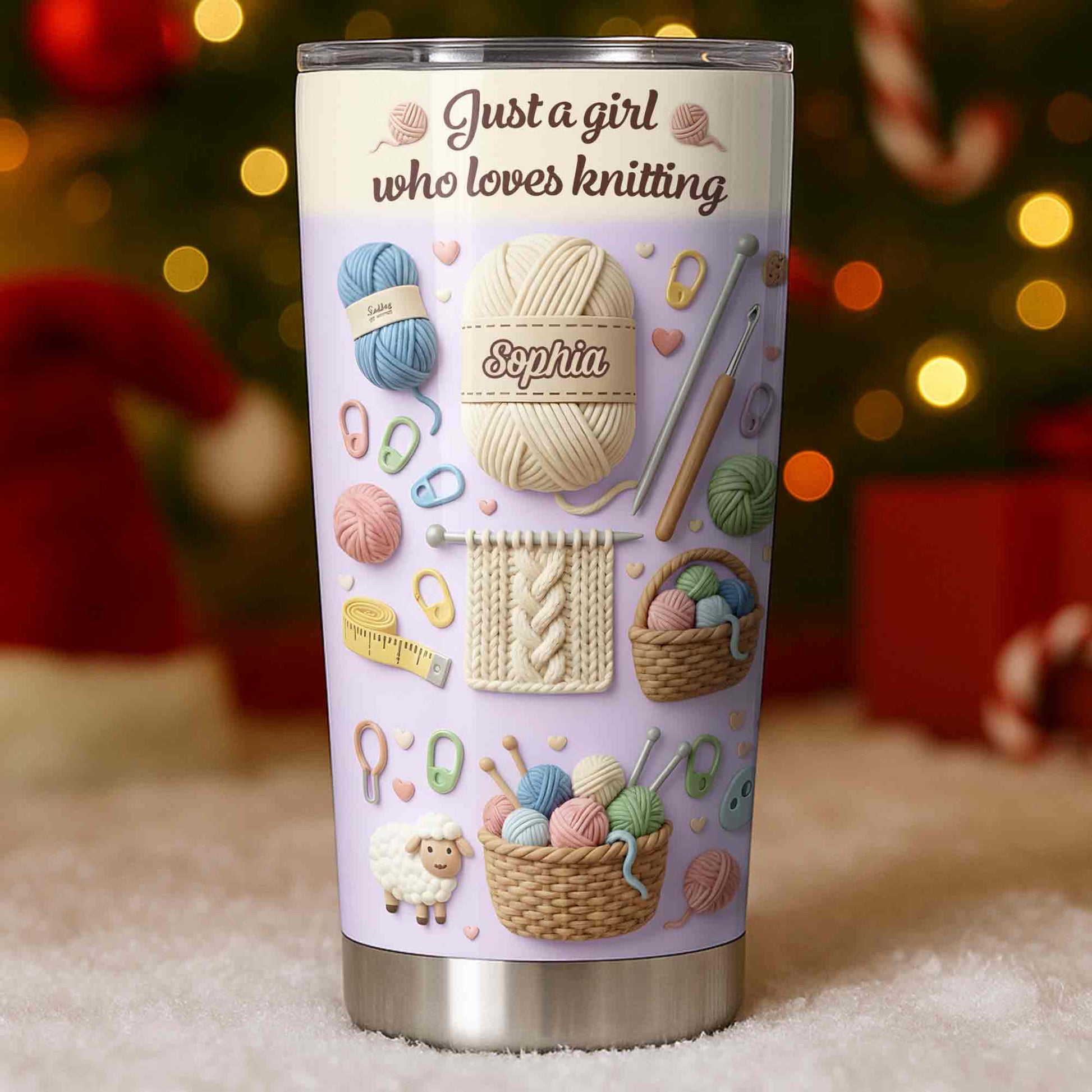 Just A Girl Who Loves Knitting With Yarn Balls And Knitting Needles