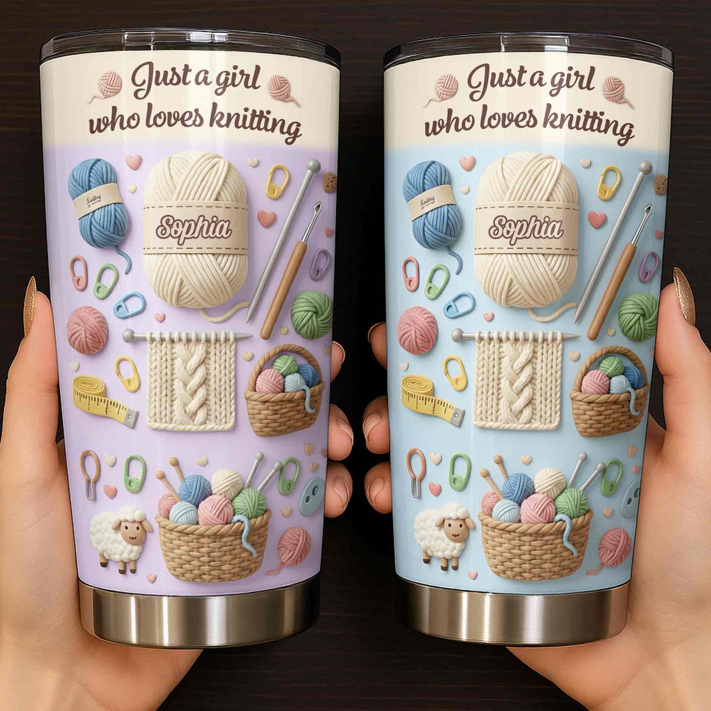 Just A Girl Who Loves Knitting With Yarn Balls And Knitting Needles