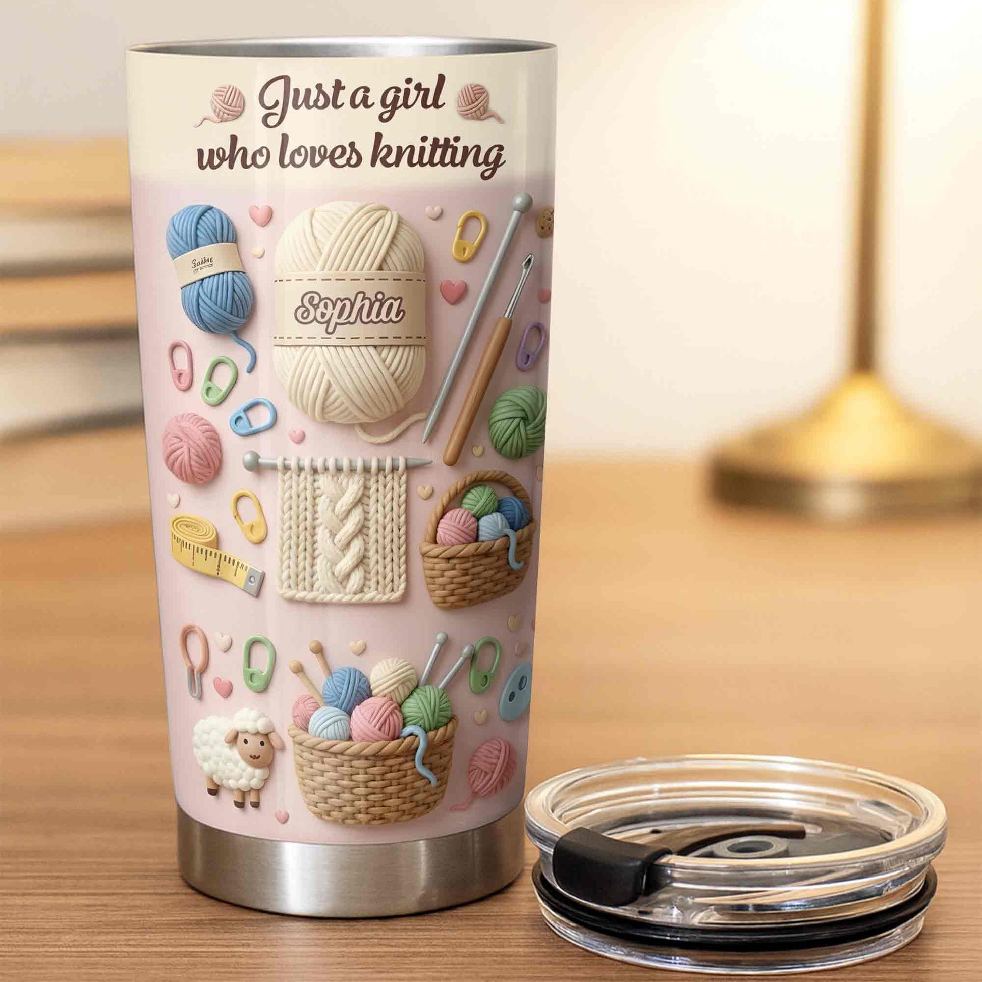 Just A Girl Who Loves Knitting With Yarn Balls And Knitting Needles