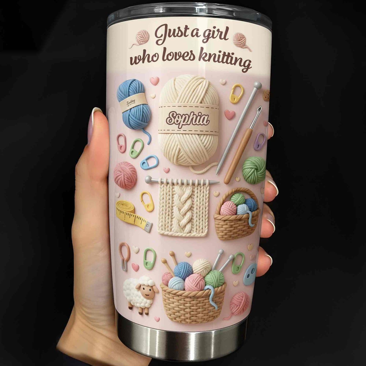 Just A Girl Who Loves Knitting With Yarn Balls And Knitting Needles