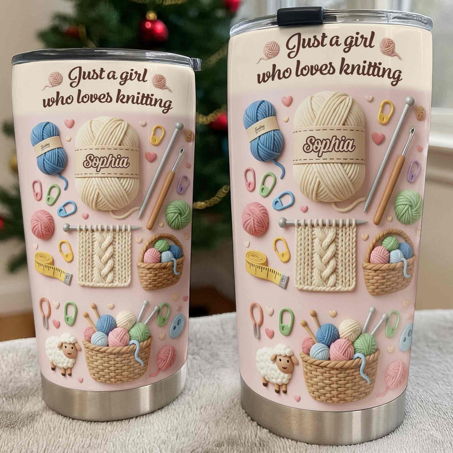 Just A Girl Who Loves Knitting With Yarn Balls And Knitting Needles