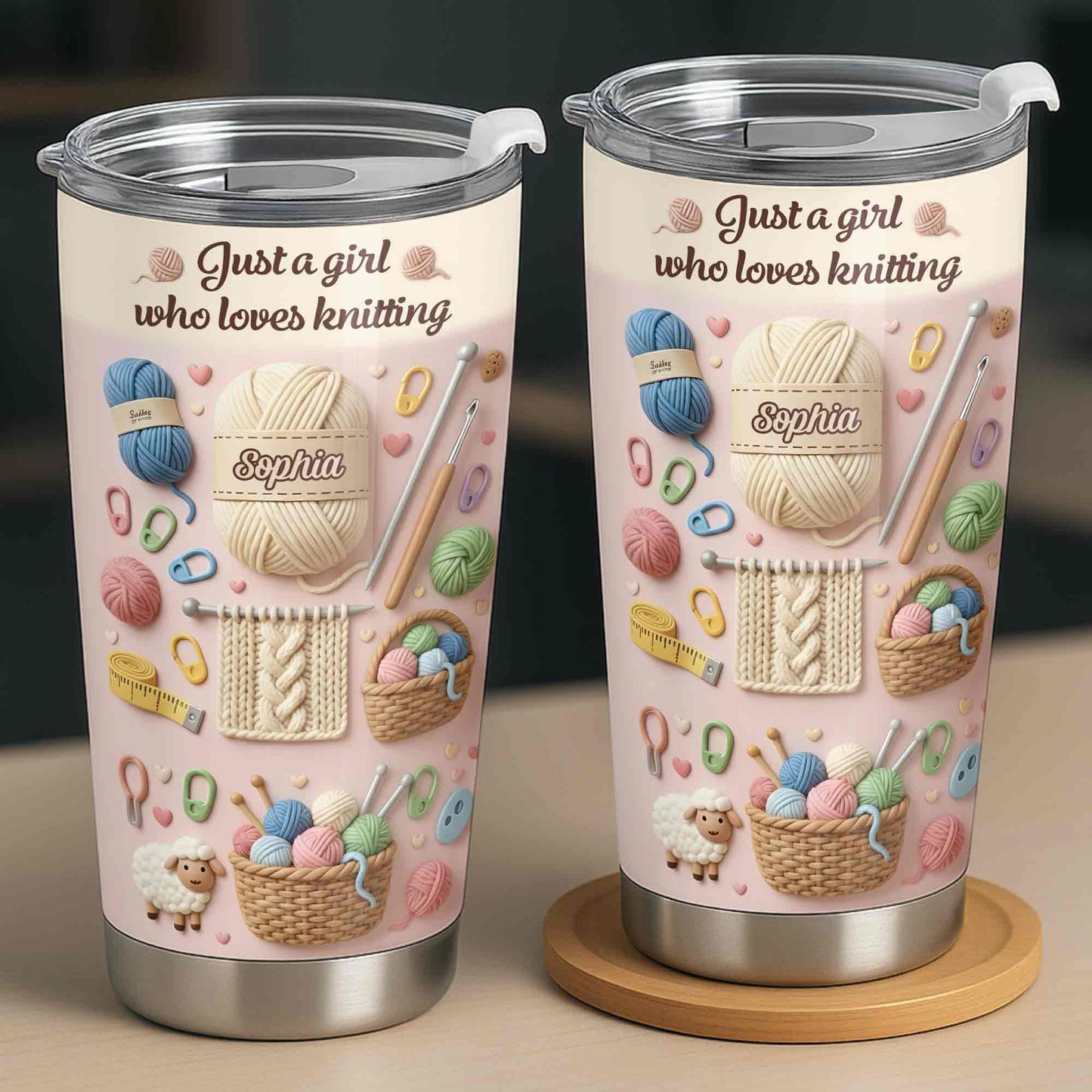 Just A Girl Who Loves Knitting With Yarn Balls And Knitting Needles